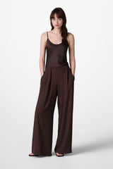 Lana Pleated Elastic Waist Trousers | Espresso Brown