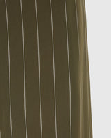 Zoe Pinstripe Elastic High Waist Satin Trousers | Khaki