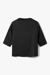 Genevieve Back Tie Satin Top | Black