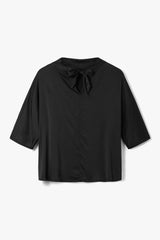 Genevieve Back Tie Satin Top | Black