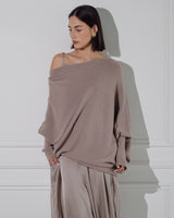 Asymmetric Draped | Mocha | Seamless Knit