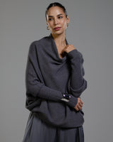 Asymmetric Draped | Charcoal | Seamless Knit
