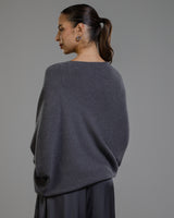 Asymmetric Draped | Charcoal | Seamless Knit