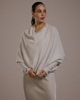 Asymmetric Draped | Light Beige | Seamless Knit