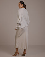 Asymmetric Draped | Light Beige | Seamless Knit