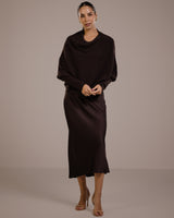 Asymmetric Draped | Espresso Brown | Seamless Knit