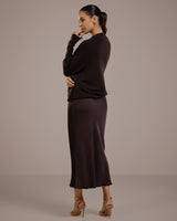 Asymmetric Draped | Espresso Brown | Seamless Knit