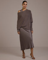 Asymmetric Draped | Mink | Seamless Knit