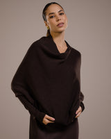 Asymmetric Draped | Espresso Brown | Seamless Knit