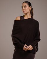 Asymmetric Draped | Espresso Brown | Seamless Knit