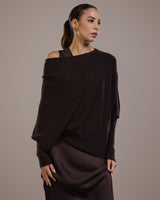 Asymmetric Draped | Espresso Brown | Seamless Knit
