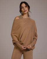 Asymmetric Draped | Camel | Seamless Knit