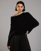 Asymmetric Draped | Black | Seamless Knit