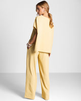 Gabriella Pleated Elastic Waist Trousers | Pastel Yellow
