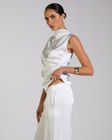 Cole Satin Trousers | White