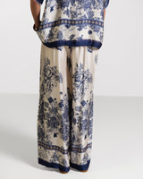 Ottilie Elastic Waist Silk Trousers | Navy