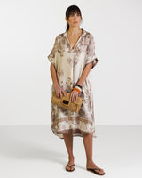 Ottilie Silk Kaftan Dress | Beige