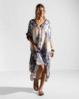 Ottilie Silk Kaftan Dress | Navy