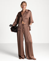 Rhea Satin Shirt | Maple