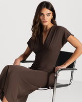 Juliette V Neck Dress | Espresso Brown