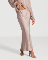 Rosalind Lightweight Satin Skirt | Dusty Pink