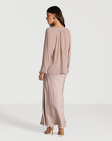 Rosalind Lightweight Satin Skirt | Dusty Pink