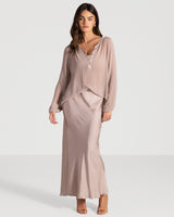 Rosalind Lightweight Satin Skirt | Dusty Pink