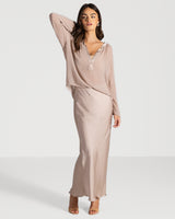 Rosalind Lightweight Satin Skirt | Dusty Pink