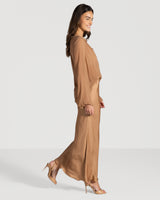 Rosalind Lightweight Satin Skirt | Tan