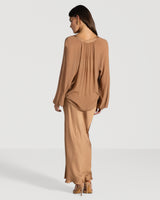Rosalind Lightweight Satin Skirt | Tan
