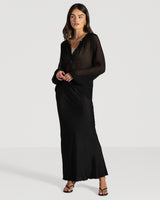 Rosalind Lightweight Satin Skirt | Black