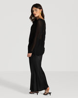 Rosalind Lightweight Satin Skirt | Black