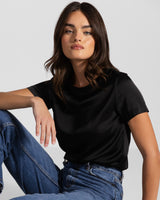 Matilda Satin T-Shirt | Black |
