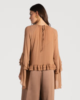 Blair Ruffle Blouse | Tan