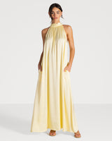 Ruby Halterneck Satin Dress | Pastel Yellow