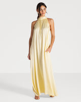 Ruby Halterneck Satin Dress | Pastel Yellow
