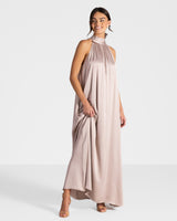 Ruby Halterneck Satin Dress | Dusty Pink