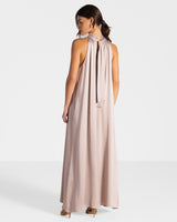 Ruby Halterneck Satin Dress | Dusty Pink