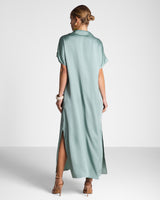 Cleo Satin Kaftan Dress | Mint