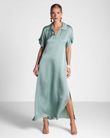 Cleo Satin Kaftan Dress | Mint