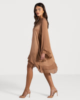 Estelle Ruffle Midi Dress | Tan