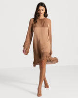 Estelle Ruffle Midi Dress | Tan