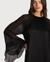 Estelle Ruffle Midi Dress | Black