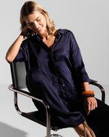 Rhea Satin Shirt | Navy