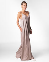 Audrey Satin Jumpsuit | Mocha