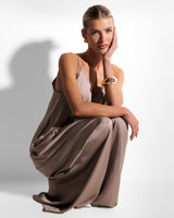 Audrey Satin Jumpsuit | Mocha