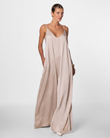 Audrey Satin Jumpsuit | Light Beige