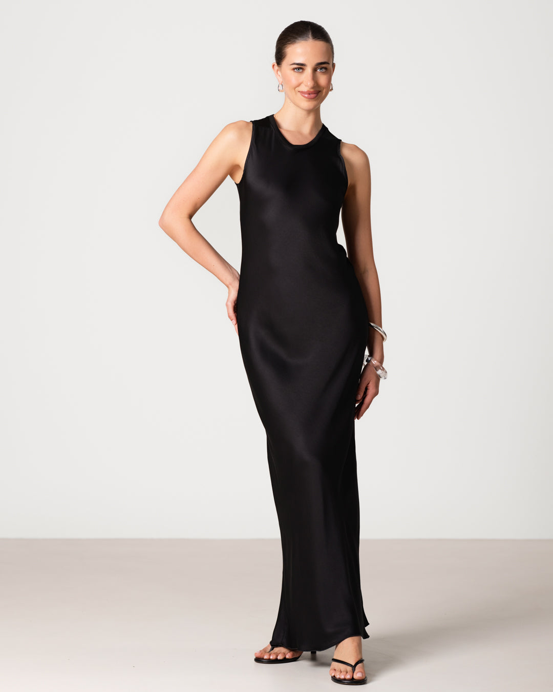 JAGA Murano Satin Dress in Black main image 1