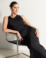 Sabrina Sleeveless Satin Maxi Dress | Black