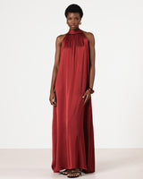 Ruby Halterneck Satin Dress | Deep Red